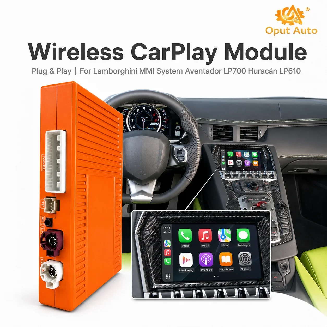 Wireless CarPlay Android Auto Decoder Box For Lamborghini MMI Huracán LP610 Aventador LP700 2011-2018 OEM Interface Module Kit