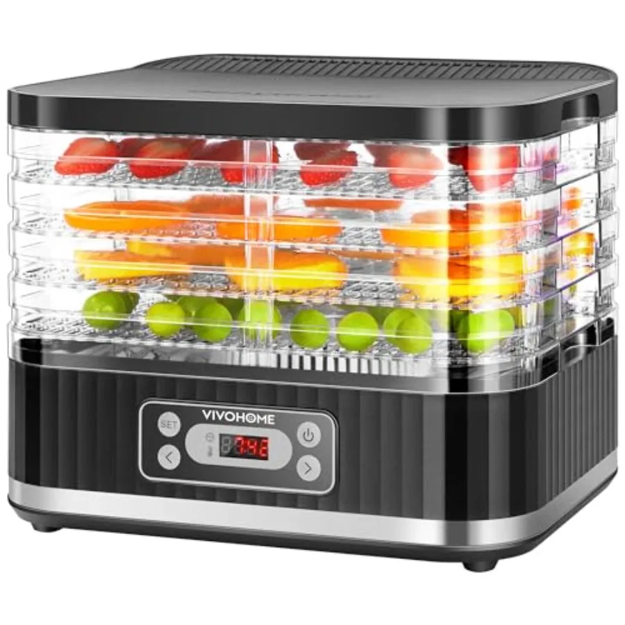 Electric 5-tray food dehydrator for fruit vegetable meat jerky herb beef mushroom400W black with 72H digital timer and precise
Electric 5-tray food dehydrator for fruit vegetable meat jerky herb beef mushroom400W black with 72H digital timer and precise