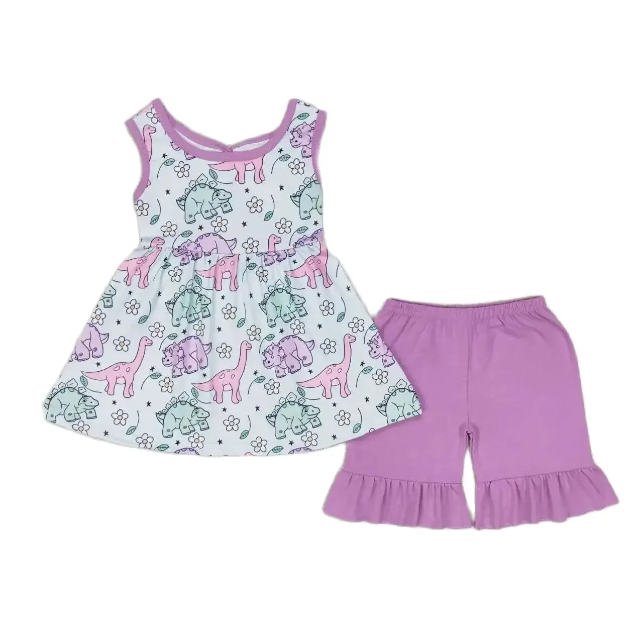 GSSO0533 Kids Girls Summer Outfit Sets Sleeveless Top Flowers Dinosaur Purple Bow Print With Shorts Children Clothes
GSSO0533 Kids Girls Summer Outfit Sets Sleeveless Top Flowers Dinosaur Purple Bow Print With Shorts Children Clothes