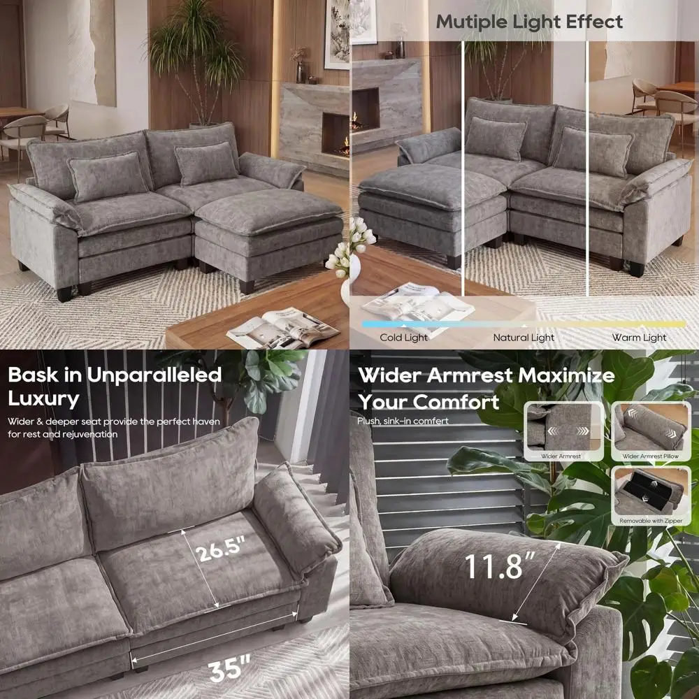 87 L-Shaped Oversized Comfortable Cloud Sofa with Ottoman and Pillows, Ideal for Living Room or Bedroom (Chenille Gray)
87 L-Shaped Oversized Comfortable Cloud Sofa with Ottoman and Pillows, Ideal for Living Room or Bedroom (Chenille Gray)