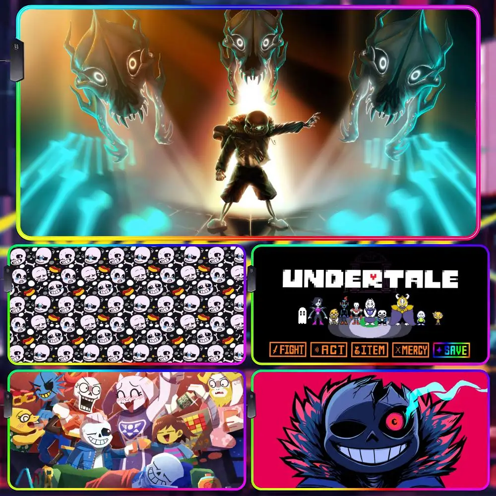 Undertale Game Rubber Mouse Pad Gamer Luminescence Led Mouse Pad Gaming Table Rgb Deskmat Keyboard Pc Mousepad
