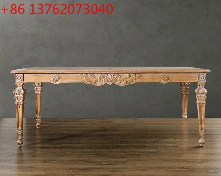 American solid wood carving flower dining table and chairs French restaurant long dining table retro old dining table and chairs
American solid wood carving flower dining table and chairs French restaurant long dining table retro old dining table and chairs