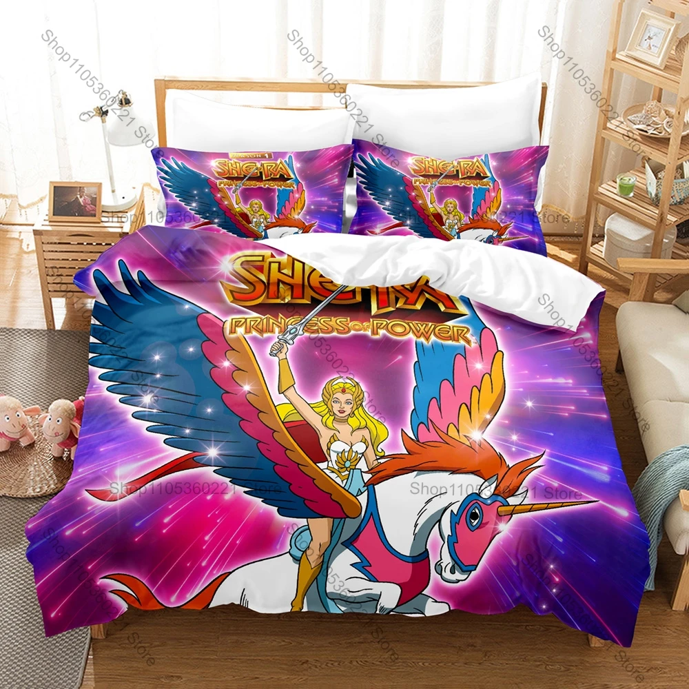 Cartoon She Ra Bedding Set, Duvet Cover & 2 Pillowcases, Brave Princess Character Pattern Breathable Fabric All Season Use
Cartoon She Ra Bedding Set, Duvet Cover & 2 Pillowcases, Brave Princess Character Pattern Breathable Fabric All Season Use