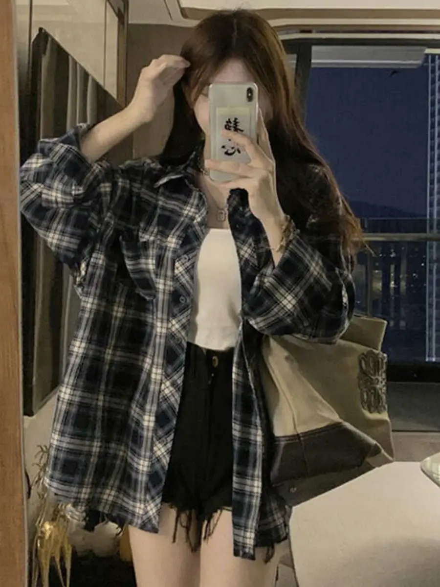 Loose Fit Long Sve irt Jaet Plaid Design Korean Sle Women's Faion Early Autumn New Arrival Collar Open Cardigan
Loose Fit Long Sve irt Jaet Plaid Design Korean Sle Women's Faion Early Autumn New Arrival Collar Open Cardigan