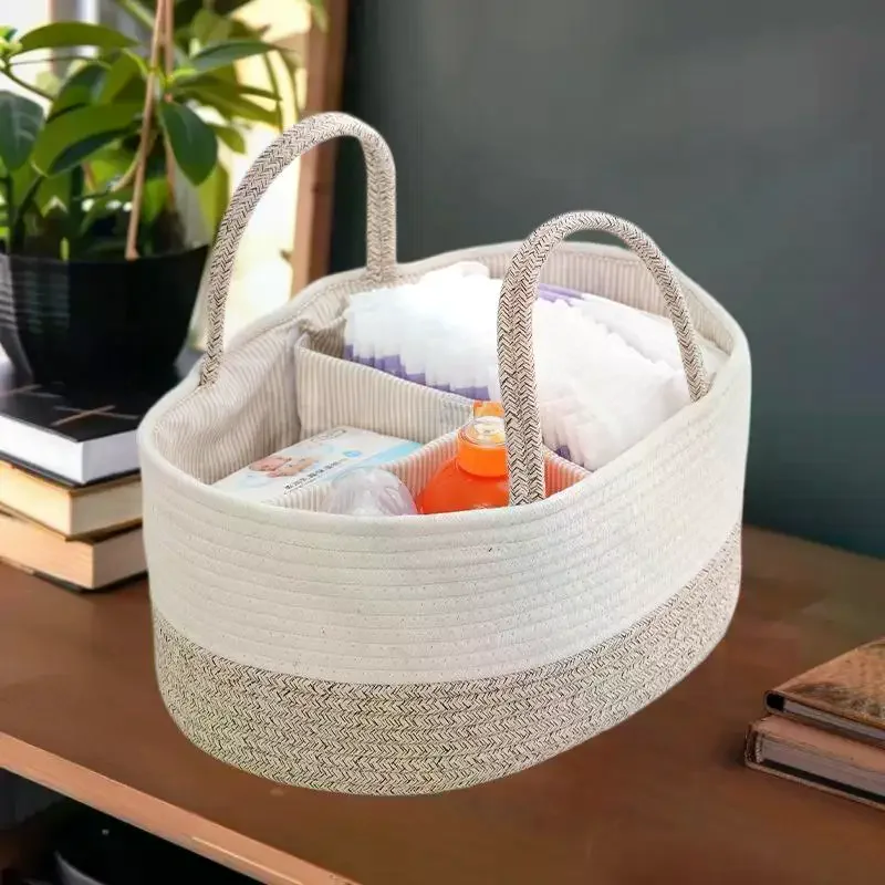 Baby Diaper Organizer Bag Woven Cotton Caddy Bag Multipurpose Bag Category Placement Basket
Baby Diaper Organizer Bag Woven Cotton Caddy Bag Multipurpose Bag Category Placement Basket