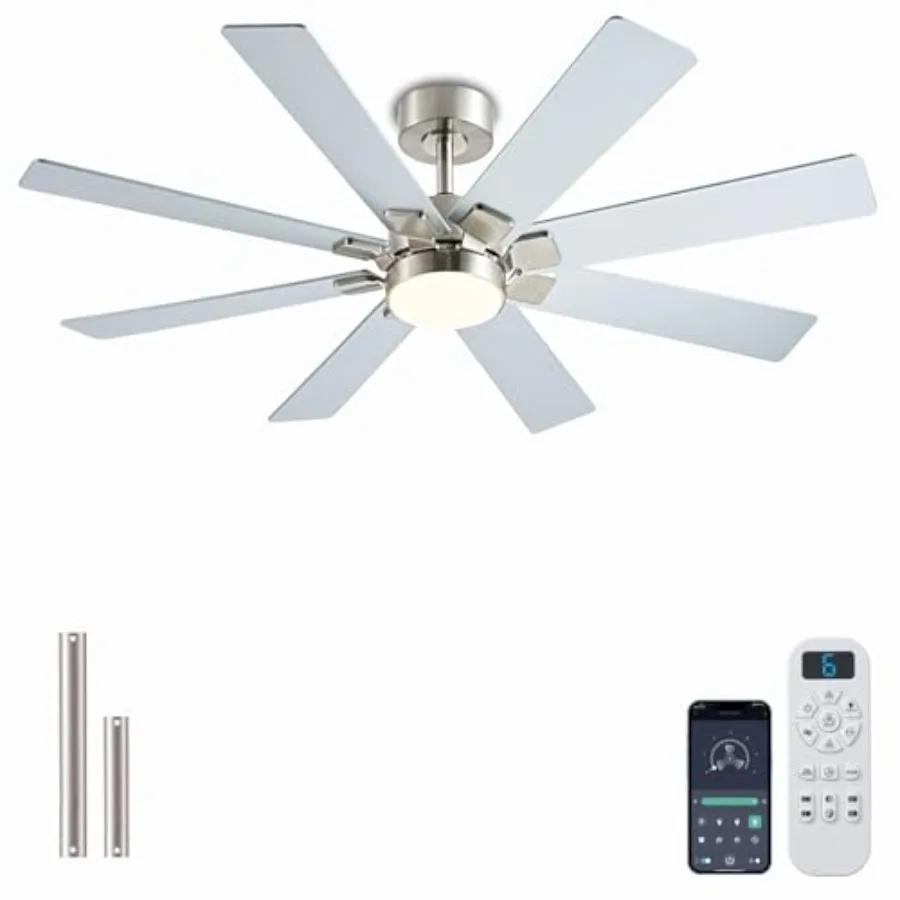 48 Inch Ceiling Fans with Lights and Remote/APP Control, Low Profile Ceiling Fan, 8 Blades LED Dimmable, Reversible DC Motor, N
48 Inch Ceiling Fans with Lights and Remote/APP Control, Low Profile Ceiling Fan, 8 Blades LED Dimmable, Reversible DC Motor, N