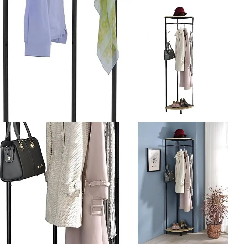 Черная угловая вешалка для прихожей с отделкой под дуб Сонома
Черная угловая вешалка для прихожей с отделкой под дуб Сонома