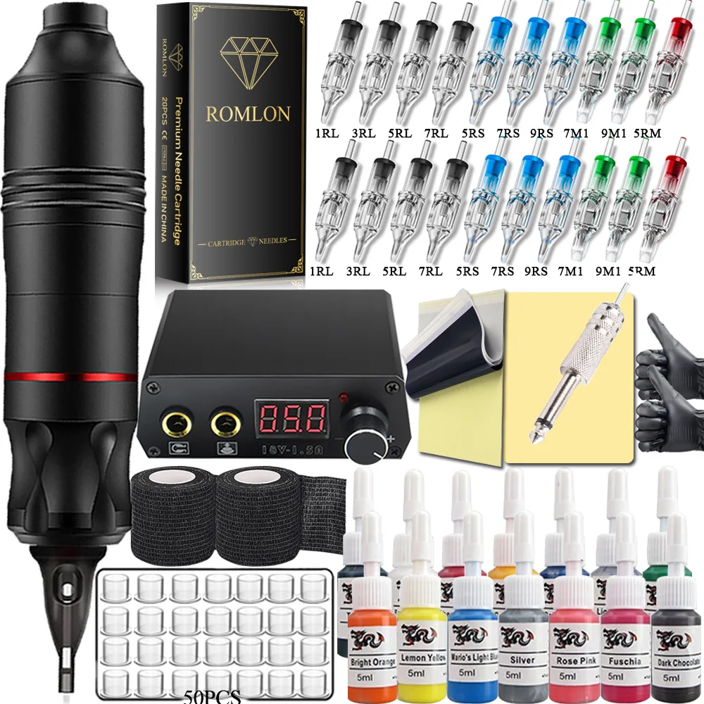 Professional Tattoo Machine Pen Kit DC Jack Rotary Tattoo Machine Gun with Power Supply Cartridge Needles Tattoo Beginner Sets
Professional Tattoo Machine Pen Kit DC Jack Rotary Tattoo Machine Gun with Power Supply Cartridge Needles Tattoo Beginner Sets