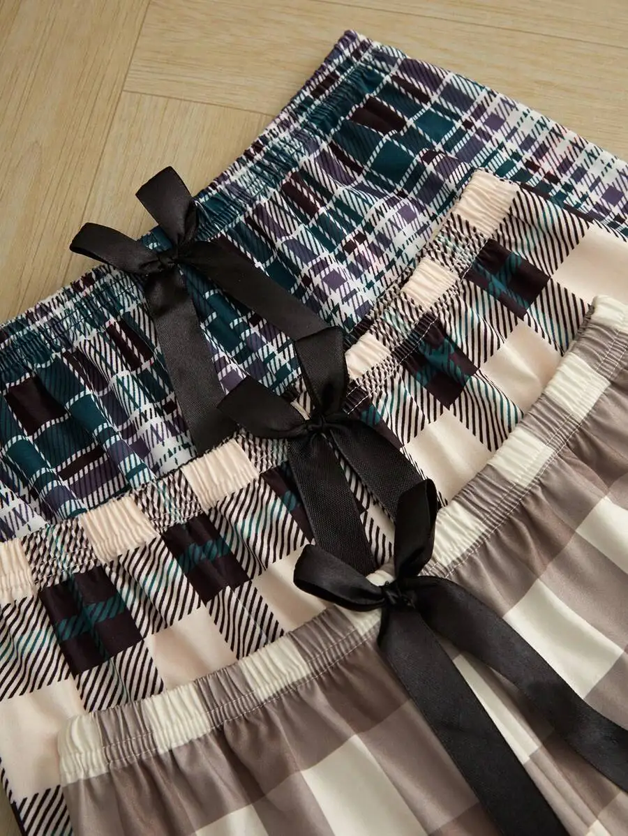 3pcs Plaid Pajama Pants Set For Women Fall Winter Sleepwear
3pcs Plaid Pajama Pants Set For Women Fall Winter Sleepwear