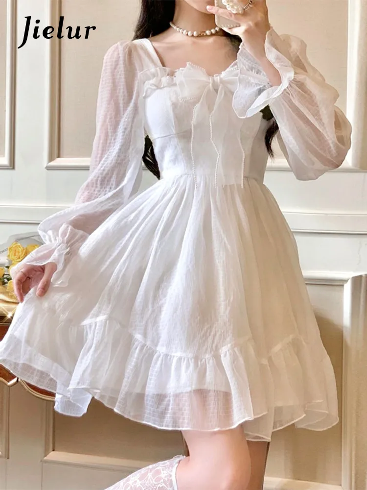 Jielur French Sweet Fairy Lolita Dress Women Long Sleeve Lace Y2K Mini Dress Vintage Kawaii Clothes One Piece Dress Autumn
Jielur French Sweet Fairy Lolita Dress Women Long Sleeve Lace Y2K Mini Dress Vintage Kawaii Clothes One Piece Dress Autumn