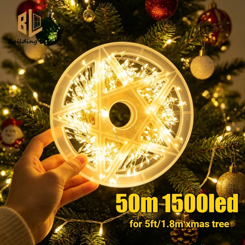 164ft 1500LED Firecracker String Light Christmas Silver Wire Warm White Lights | Plug in | 8 Modes Remote| for 5ft 1.8m Tree
164ft 1500LED Firecracker String Light Christmas Silver Wire Warm White Lights | Plug in | 8 Modes Remote| for 5ft 1.8m Tree