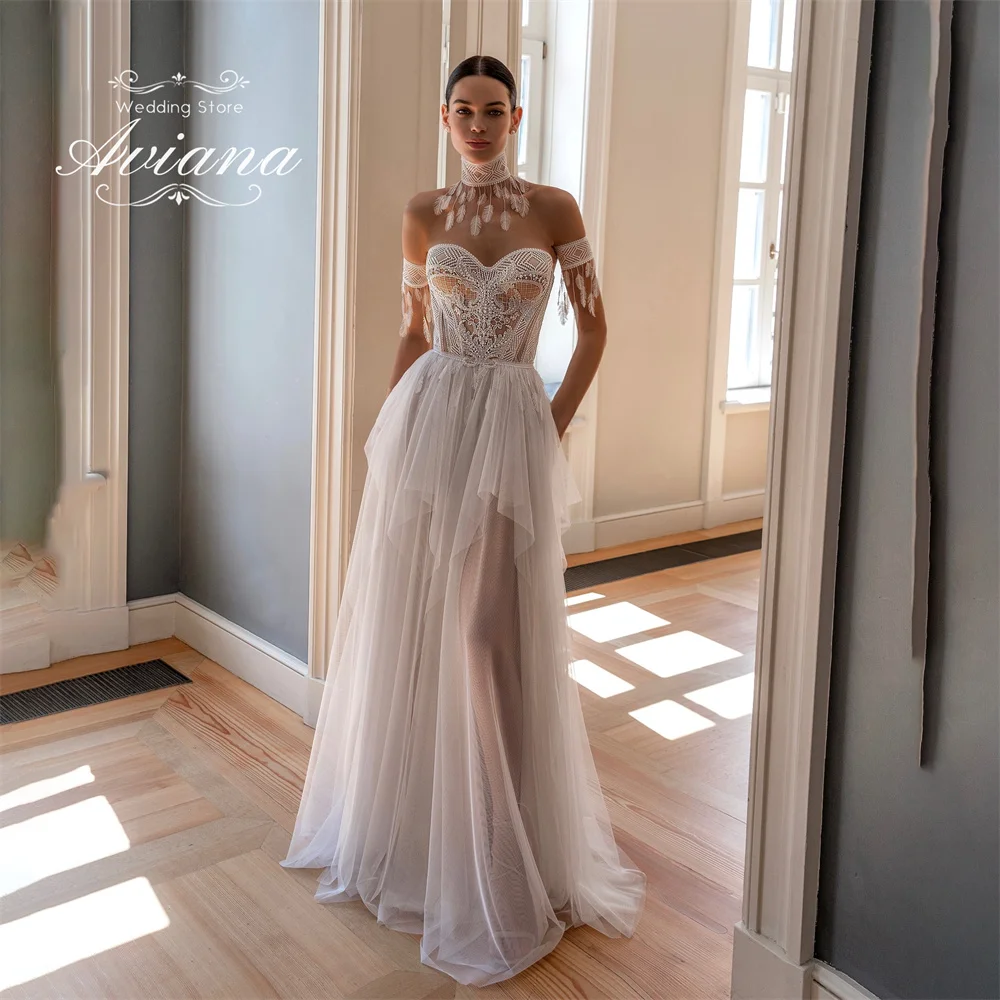 Aviana Customized Lace Embroidery Corset High Side Split Off Shoudler A-Line Wedding Dress Floor Length Sweetheart Tiered Hobo
Aviana Customized Lace Embroidery Corset High Side Split Off Shoudler A-Line Wedding Dress Floor Length Sweetheart Tiered Hobo