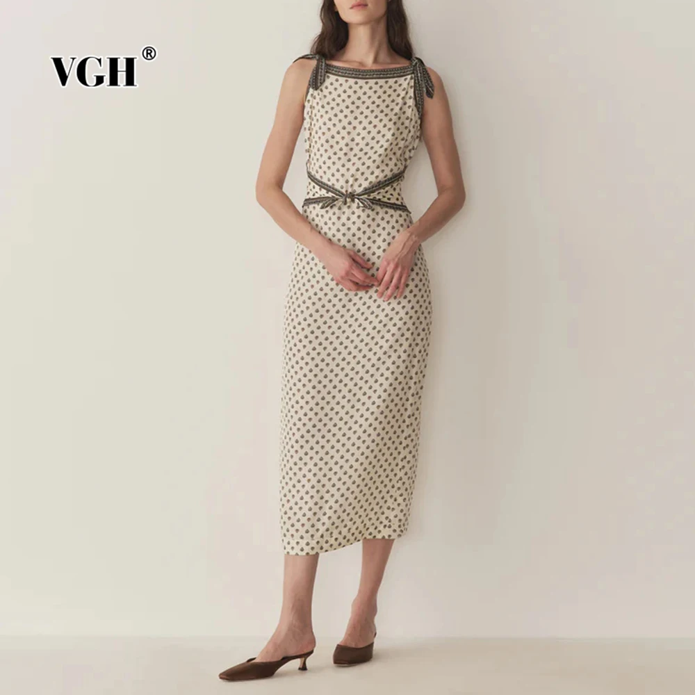 VGH French Style Vintage Slimming Dresses For Women Round Neck Sleeveless High Waist Spliced Lace Up Elegant Dress Female Style 
VGH French Style Vintage Slimming Dresses For Women Round Neck Sleeveless High Waist Spliced Lace Up Elegant Dress Female Style
