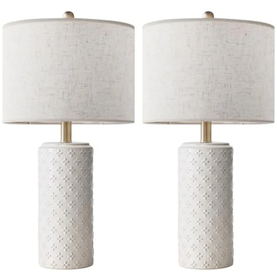 23 Inch Ceramic Table Lamp Set of 2, 3-Way Dimmable White Bedside Lamps with Linen Shade for Bedroom, Nightstand Lamps for Livi
23 Inch Ceramic Table Lamp Set of 2, 3-Way Dimmable White Bedside Lamps with Linen Shade for Bedroom, Nightstand Lamps for Livi