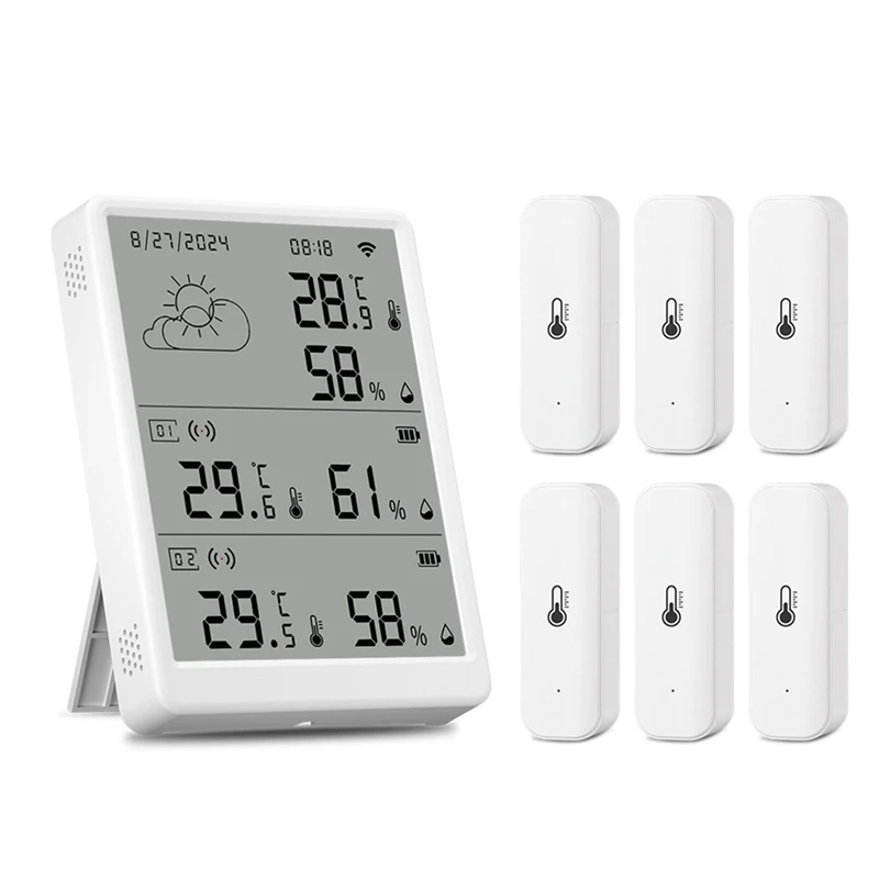 B04C-Tuya Wi-Fi метеостанция цифровой прогнозный экран с 6 датчиками Wi-Fi + RF433, термометр, гигрометр, поддержка голосового управления
B04C-Tuya Wi-Fi метеостанция цифровой прогнозный экран с 6 датчиками Wi-Fi + RF433, термометр, гигрометр, поддержка голосового управления