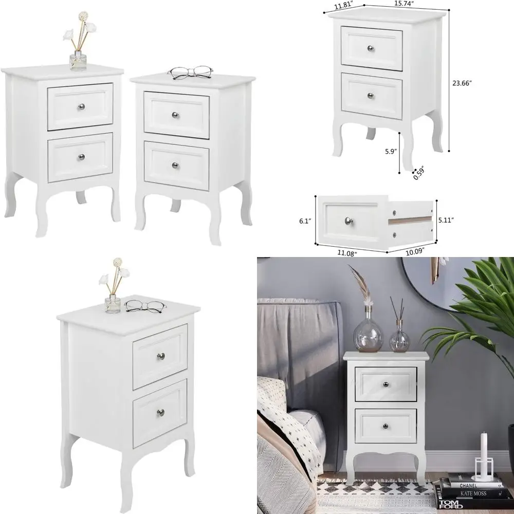 Two-Drawer Nightstands Set, Bedside Table Pair, Small Nightstand for Bedroom, Compact Nightstand Set, Modern Night Stands for Sm
Two-Drawer Nightstands Set, Bedside Table Pair, Small Nightstand for Bedroom, Compact Nightstand Set, Modern Night Stands for Sm