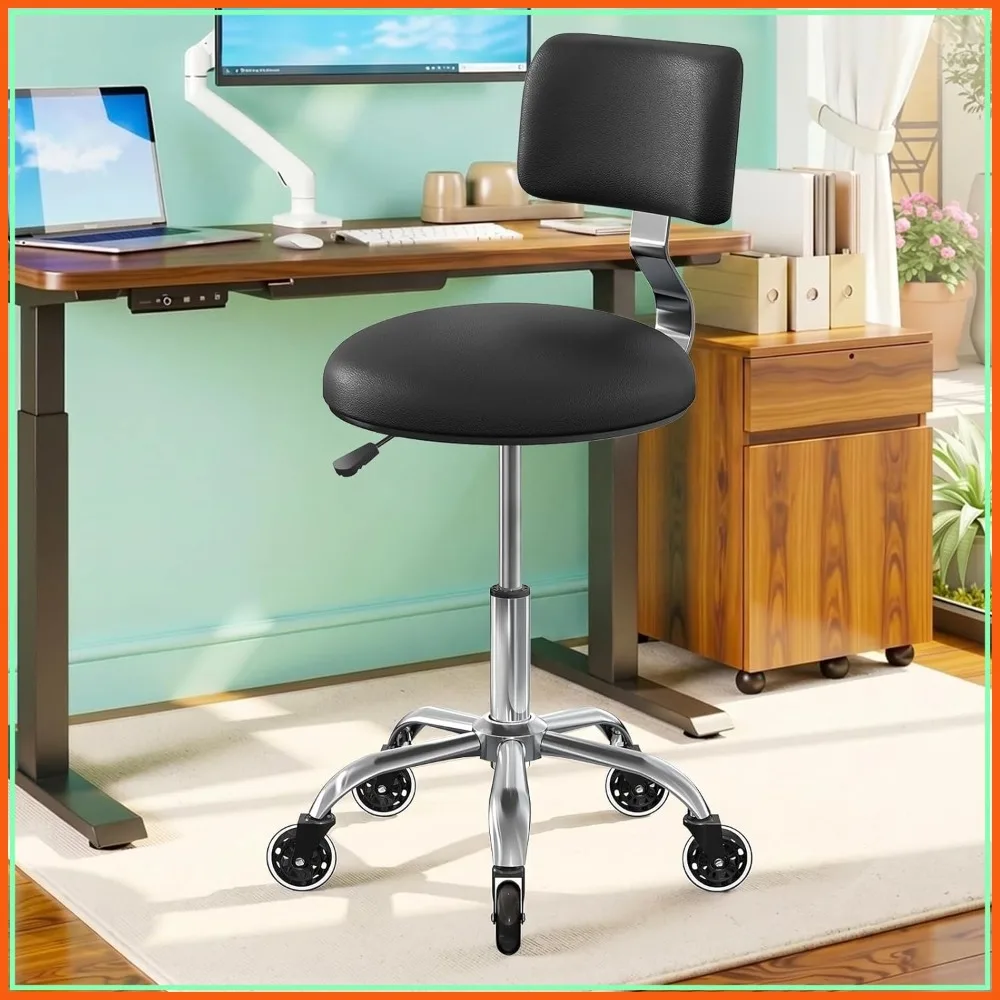 Height Adjustable Rolling Stool Chair with Wheels, Back Support, PU Leather Cushion for Office Home Kitchen Spa
Height Adjustable Rolling Stool Chair with Wheels, Back Support, PU Leather Cushion for Office Home Kitchen Spa