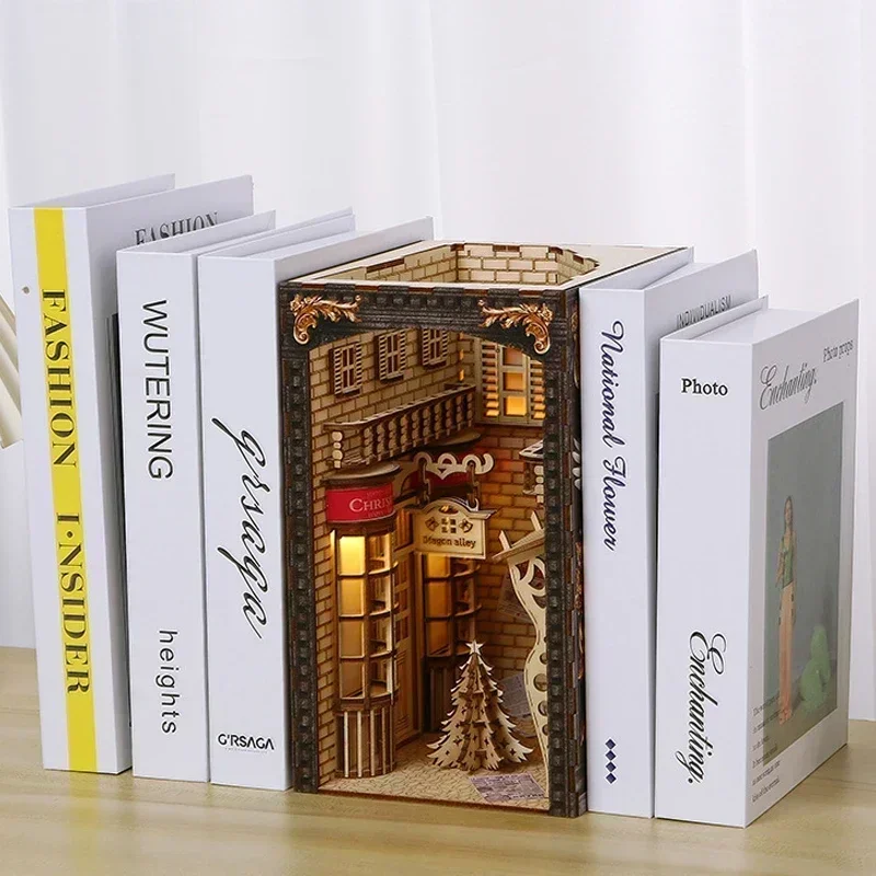 Creative DIY Wooden Book Nook Shelf Insert Kits, Miniature Bookshelf Christmas Diagon Alley Home Bookend Decor Handmade Gifts
Creative DIY Wooden Book Nook Shelf Insert Kits, Miniature Bookshelf Christmas Diagon Alley Home Bookend Decor Handmade Gifts