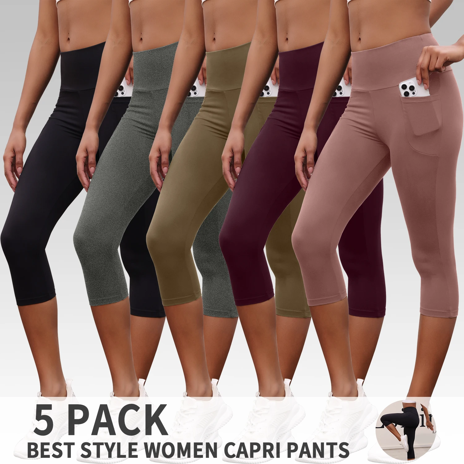 5 Pack High Waisted capri pants For Women With Pockets Tummy Control No See Through Workout Running Yoga Push Up Gym Leggings
5 Pack High Waisted capri pants For Women With Pockets Tummy Control No See Through Workout Running Yoga Push Up Gym Leggings