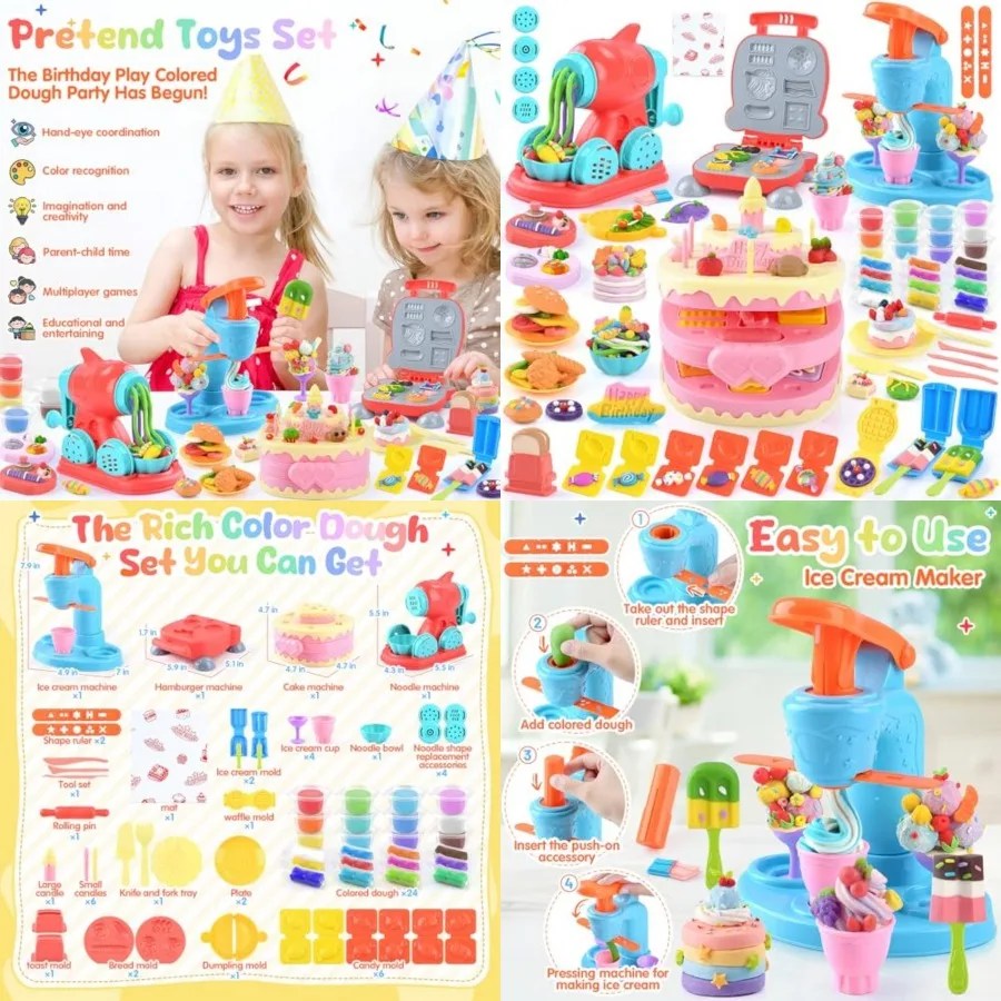 Color Dough Set Kitchen Creations with Ice Cream/Cake/Noodle/Hamburger Maker Mache, Arts Crafts Play Food Toys Tools Kit for Bo
Color Dough Set Kitchen Creations with Ice Cream/Cake/Noodle/Hamburger Maker Mache, Arts Crafts Play Food Toys Tools Kit for Bo