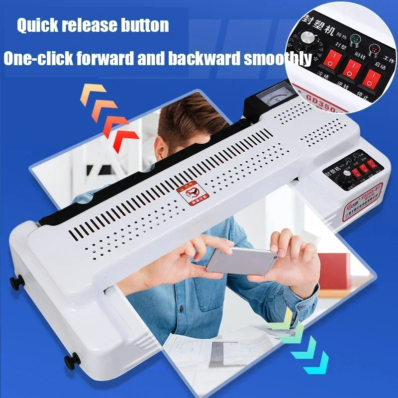 New Electric 350-B1 Plastic Film Sealing MachineA4/A3 Laminating Machine Photo Laminator Heat Sealing Film Machine
New Electric 350-B1 Plastic Film Sealing MachineA4/A3 Laminating Machine Photo Laminator Heat Sealing Film Machine
