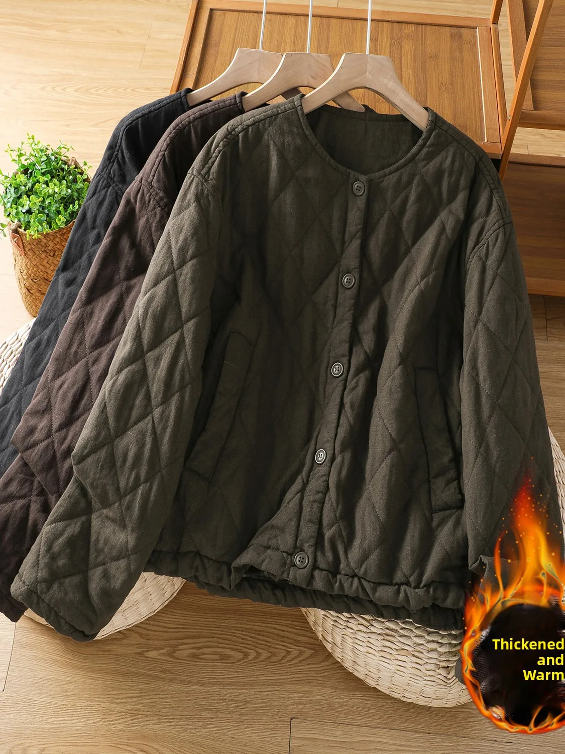 Thiened Retro Pure Cotton Winter Jaet Warm Outerwear Inner Color Weave id Cotton Coat Long Sve round Ne Single Button
Thiened Retro Pure Cotton Winter Jaet Warm Outerwear Inner Color Weave id Cotton Coat Long Sve round Ne Single Button