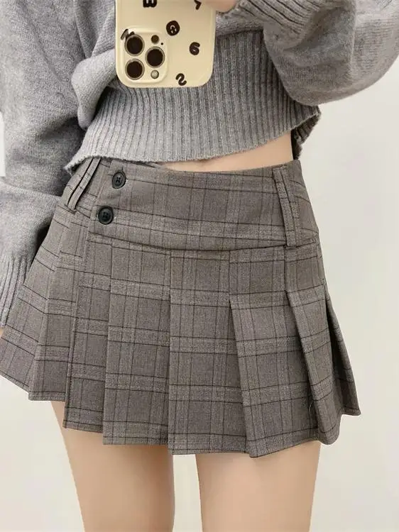 Low Waist Plaid A-Line Skirt with Buttons Anti-Light Design Asymmetrical Spring Fashion Vintage Women's Skirts
Low Waist Plaid A-Line Skirt with Buttons Anti-Light Design Asymmetrical Spring Fashion Vintage Women's Skirts