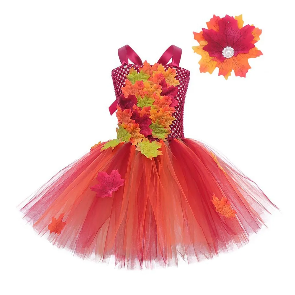 Fashion Maple Leaves Kids Tutu Dress with Hairpin Autumn Colors Princess Dress Puffy Cute Dance Costumes Party
Fashion Maple Leaves Kids Tutu Dress with Hairpin Autumn Colors Princess Dress Puffy Cute Dance Costumes Party
