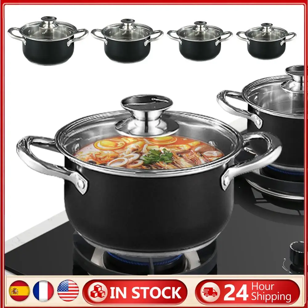 8Pcs Stainless Steel Cookware Set with Glass Lid Soup Pot Set Anti-Scratch Stockpot Cookware Suit for Soup Cooking Stove
8Pcs Stainless Steel Cookware Set with Glass Lid Soup Pot Set Anti-Scratch Stockpot Cookware Suit for Soup Cooking Stove