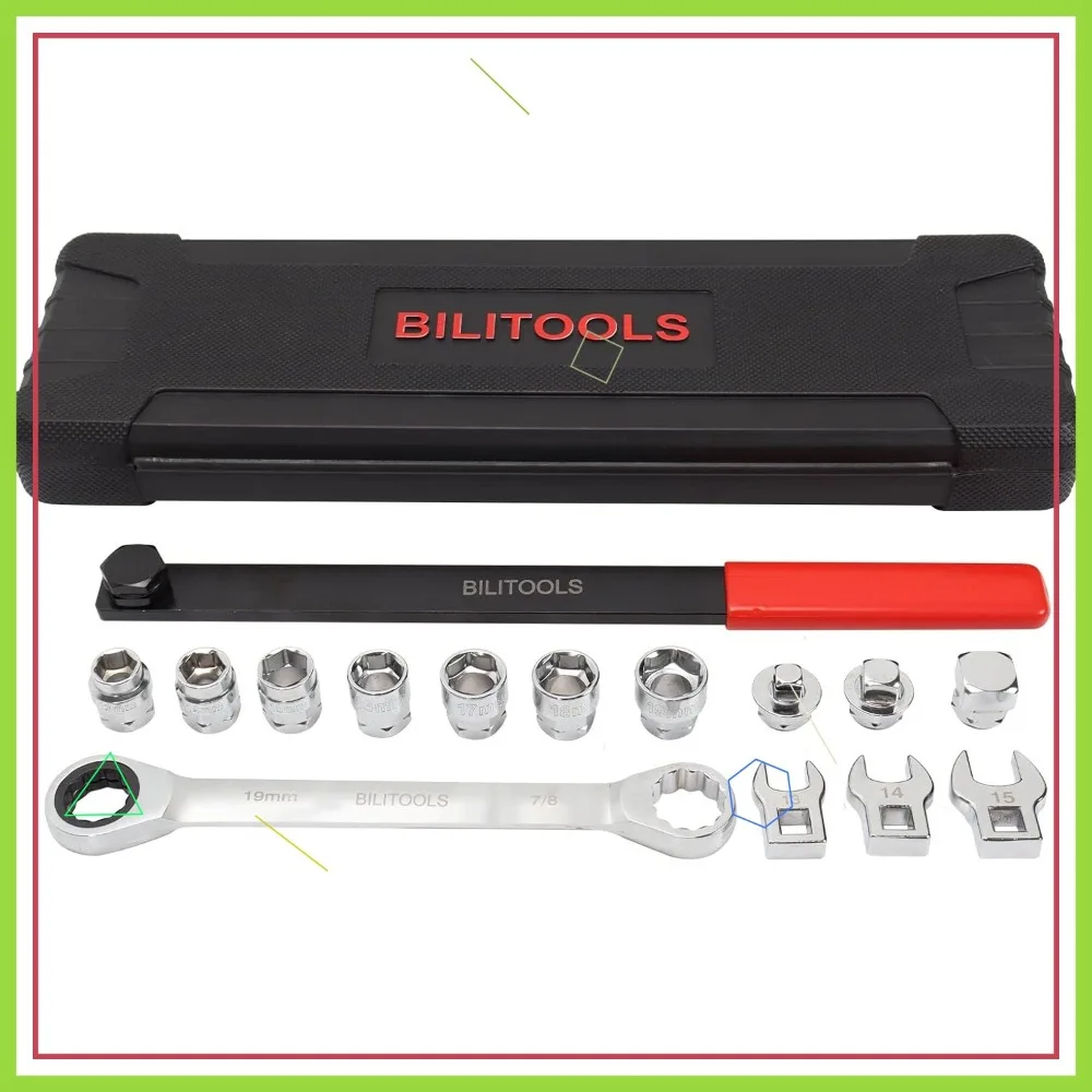 Универсальный набор инструментов для змеиного ремня из 15 предметов с храповым ключом, ключами Crowfoot и торцевыми адаптерами
Универсальный набор инструментов для змеиного ремня из 15 предметов с храповым ключом, ключами Crowfoot и торцевыми адаптерами