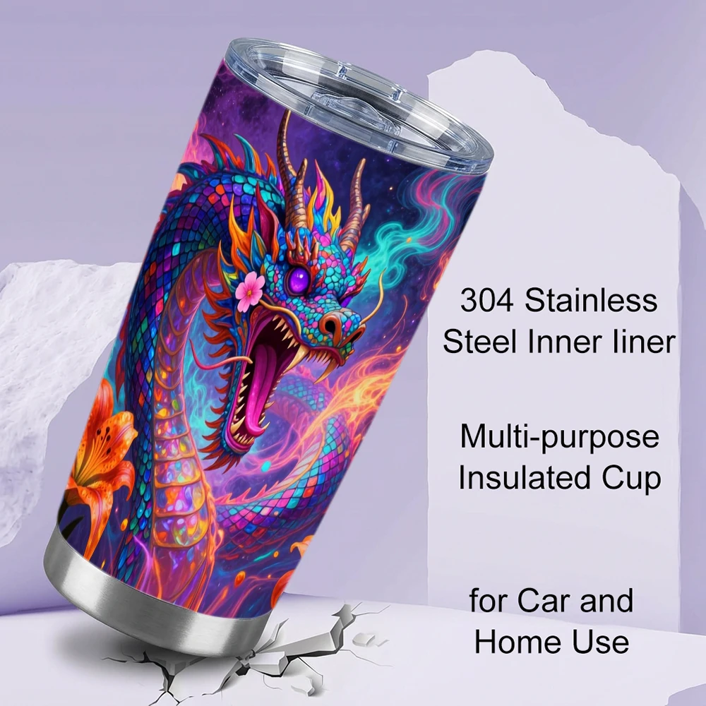Neon Cosmic Dragon 304 Stainless Steel Insulated Tumbler - 20oz Vacuum Travel Mug with Lid, Cup for Car & Home
Neon Cosmic Dragon 304 Stainless Steel Insulated Tumbler - 20oz Vacuum Travel Mug with Lid, Cup for Car & Home
