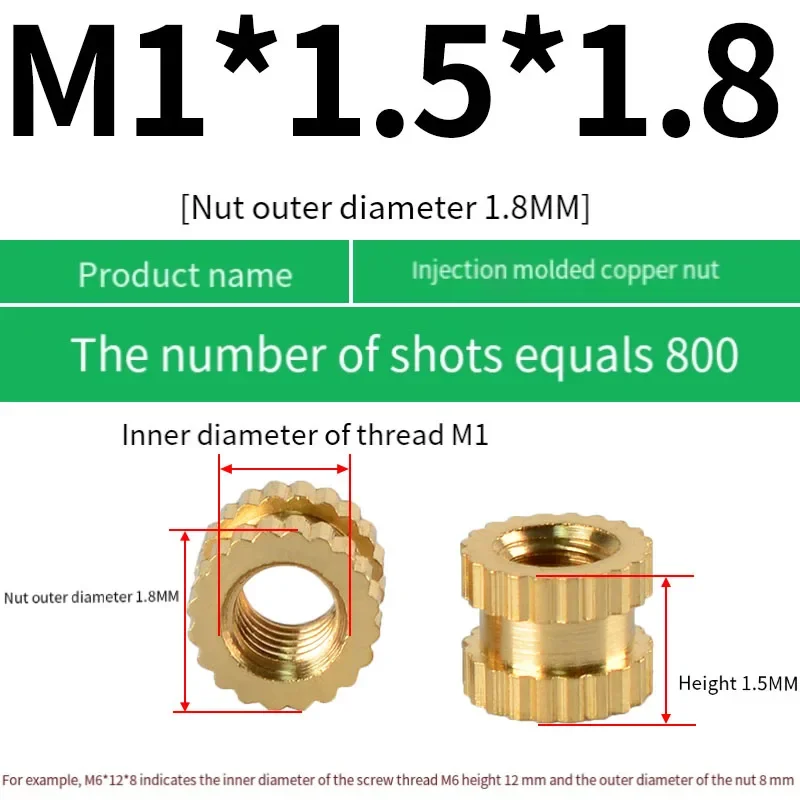 M1 M1.2 M1.4 M1.6-M8 Brass Insert Nut Hot Melt Heat Knurled Embed Injection Copper Insertnut 3D Print Plastic Board Nuts Inserts
M1 M1.2 M1.4 M1.6-M8 Brass Insert Nut Hot Melt Heat Knurled Embed Injection Copper Insertnut 3D Print Plastic Board Nuts Inserts