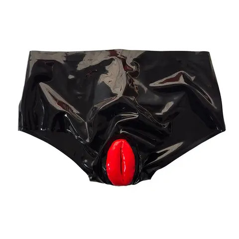 Latex Rubber Sheath Fetish Briefs Unisex Panties Underwear