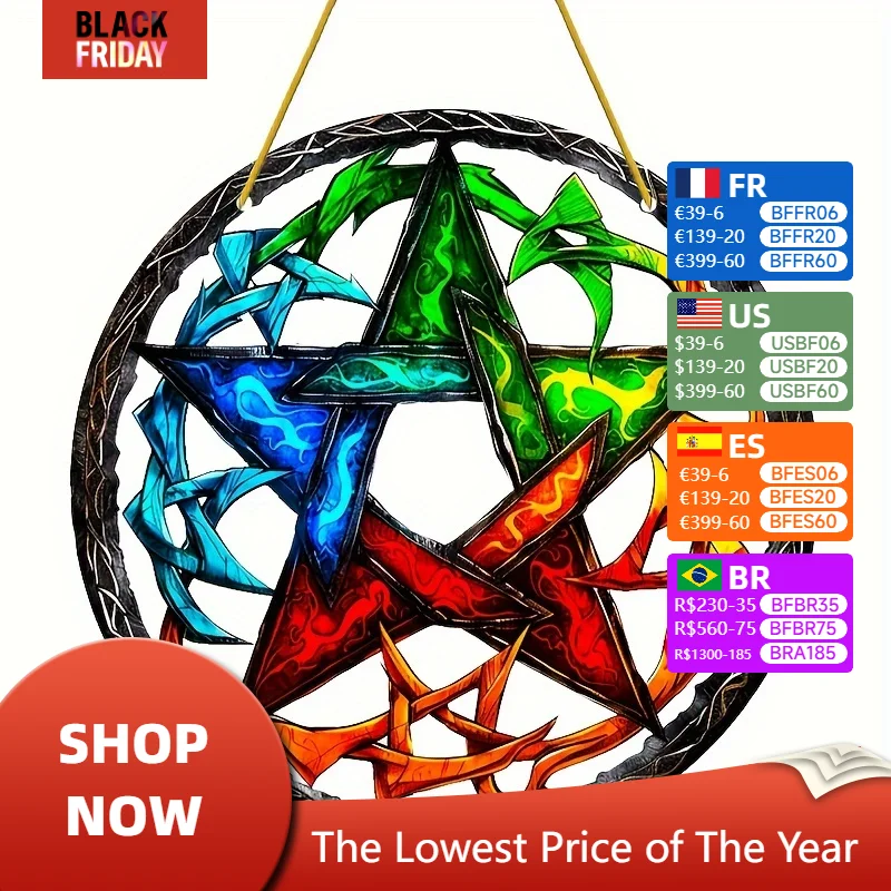 Pentagram Sun Catcher - Witchcraft Acrylic, Astrology Wall Art, Pagan & Whimsical Home, Garden & Outdoor Decoration
Pentagram Sun Catcher - Witchcraft Acrylic, Astrology Wall Art, Pagan & Whimsical Home, Garden & Outdoor Decoration