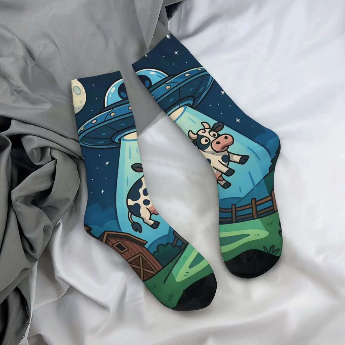All Seasons Crew Stockings Retro UFO Kidnapped Cow Pattern Socks Funny Long Socks Accessories for Men Women Christmas Gifts
All Seasons Crew Stockings Retro UFO Kidnapped Cow Pattern Socks Funny Long Socks Accessories for Men Women Christmas Gifts