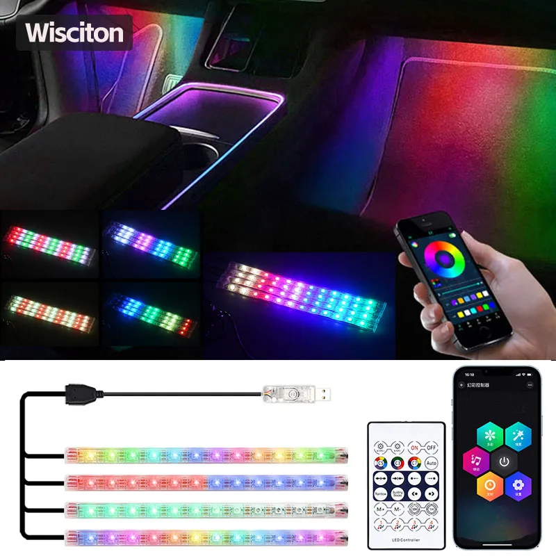 LED Car Interior Ambient Strip Lights Car Indoor Lighting Ambient Foot Light Automotive Atmosphere Decorative Lamp Light bar 
LED Car Interior Ambient Strip Lights Car Indoor Lighting Ambient Foot Light Automotive Atmosphere Decorative Lamp Light bar