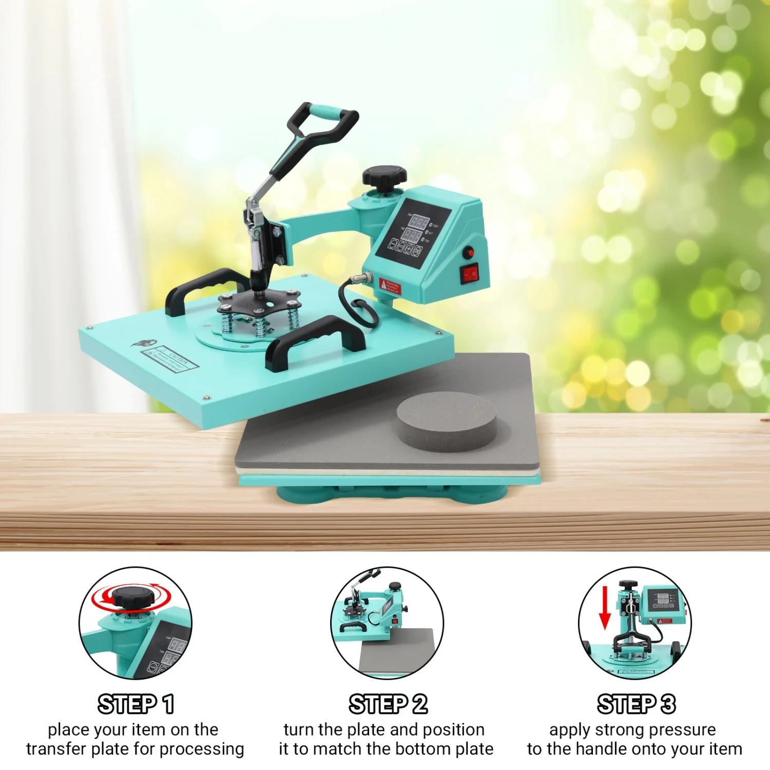 6 in 1 Heat Press Machine 15x15in, Digital Heat Transfer Sublimation Press, 360° Swing Away, Adjustable Temp & Pressure
6 in 1 Heat Press Machine 15x15in, Digital Heat Transfer Sublimation Press, 360° Swing Away, Adjustable Temp & Pressure