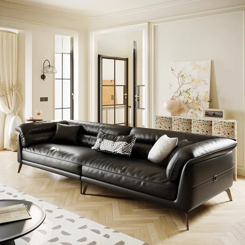 Light luxury leather sofa Italian minimalist first layer cowhide home living room high foot straight row modern simplicity
Light luxury leather sofa Italian minimalist first layer cowhide home living room high foot straight row modern simplicity
