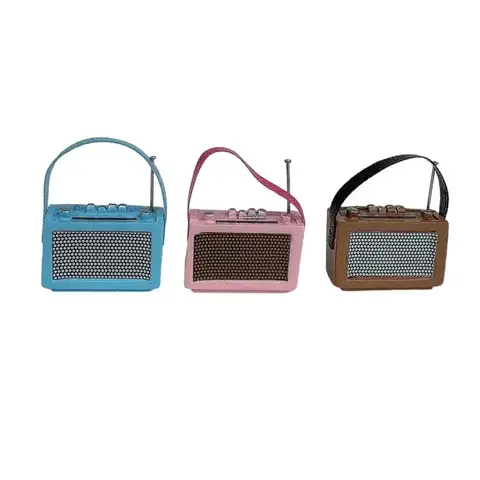 1/12 Dollhouse Vintage Mini Portable Radio Model Dollhouse Decor Accessories Dolls House Home Scene Decoration Toys Kid Gifts