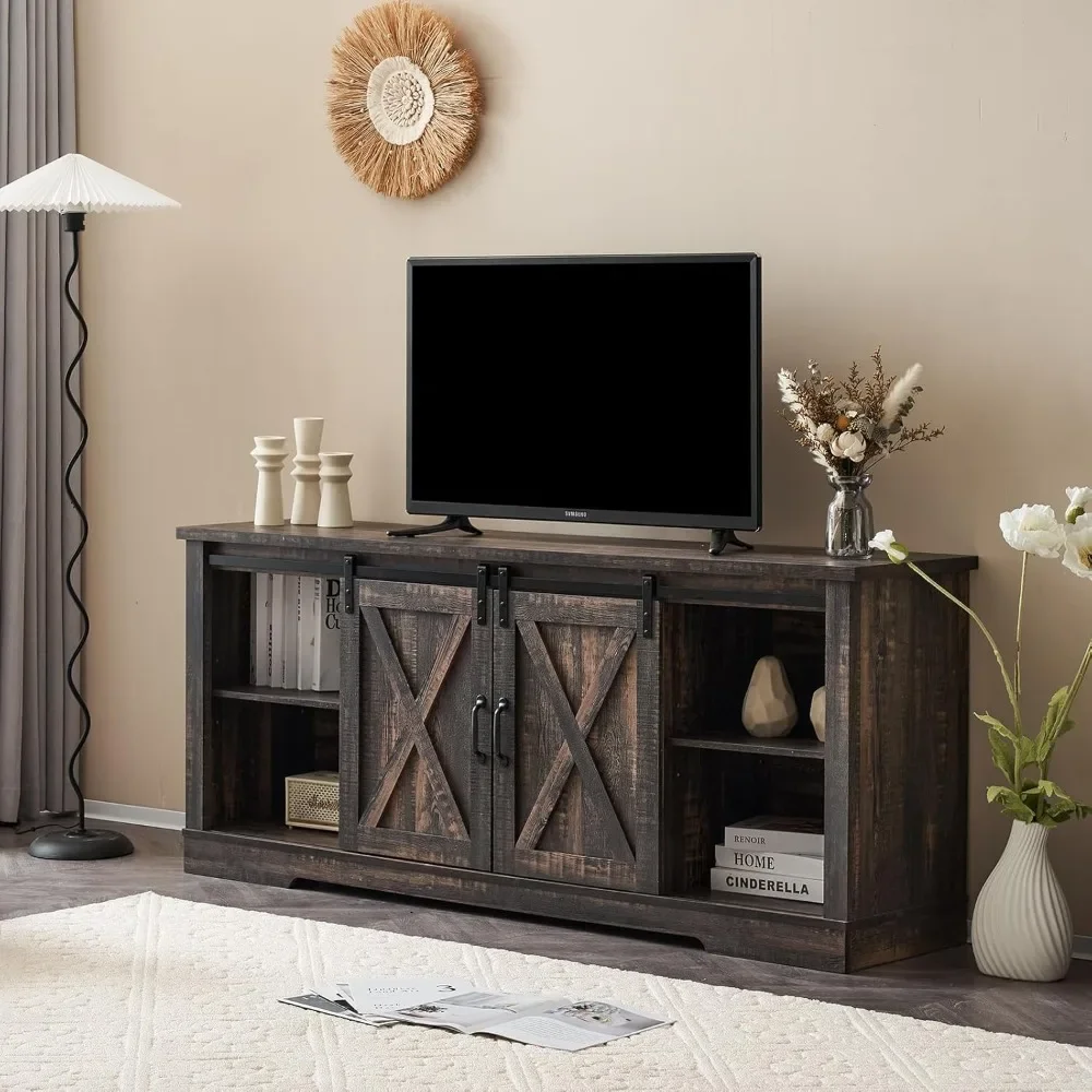 66" Farmhouse TV Stand for 75 Inches TVs, Entertainment Center with Sliding Barn Door and Adjustable Shelf & Feet
66" Farmhouse TV Stand for 75 Inches TVs, Entertainment Center with Sliding Barn Door and Adjustable Shelf & Feet