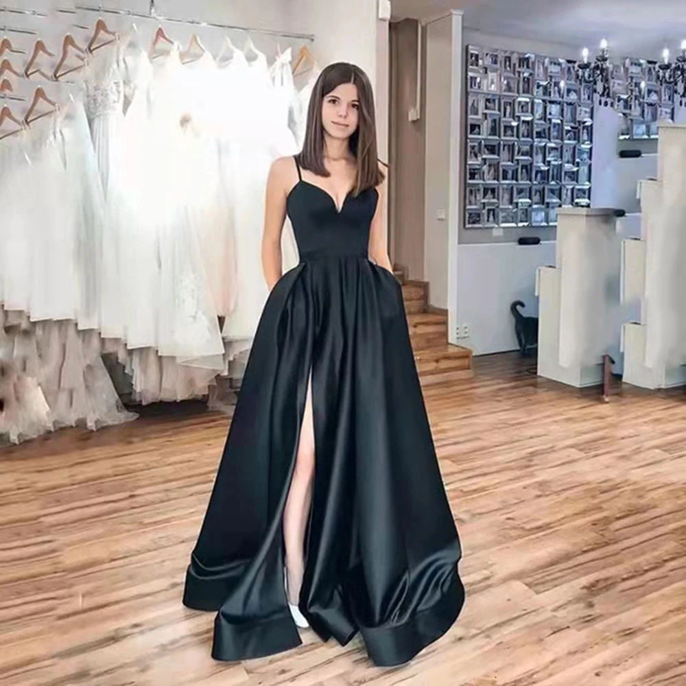 GUXQD Black A-Line Side Slit Evening Dresses Spaghetti Straps Prom Party Gowns Formal Occasion Vestido De Noche abendkleider
GUXQD Black A-Line Side Slit Evening Dresses Spaghetti Straps Prom Party Gowns Formal Occasion Vestido De Noche abendkleider