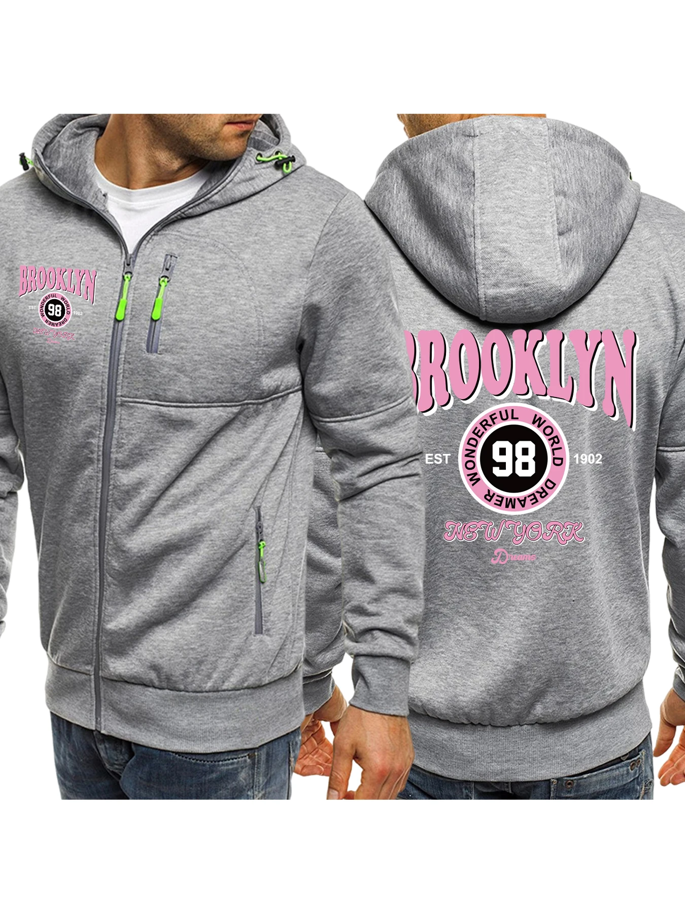 Pink Brooklyn New York Est 1902 Print Men Zipper Hoody Loose Sweatshirt Fashion Fleece Streetwear Vintage Autumn Casual Top
Pink Brooklyn New York Est 1902 Print Men Zipper Hoody Loose Sweatshirt Fashion Fleece Streetwear Vintage Autumn Casual Top