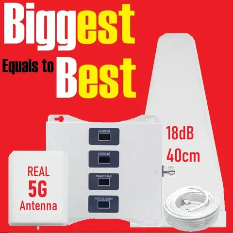 HWATEL 4-Band Cellular Amplifier B20 B8 B7 B5 B3 B1 Signal Booster 700 800 850 900 1800 2100 2600 Repeater GSM 2G 3G 4G 5G