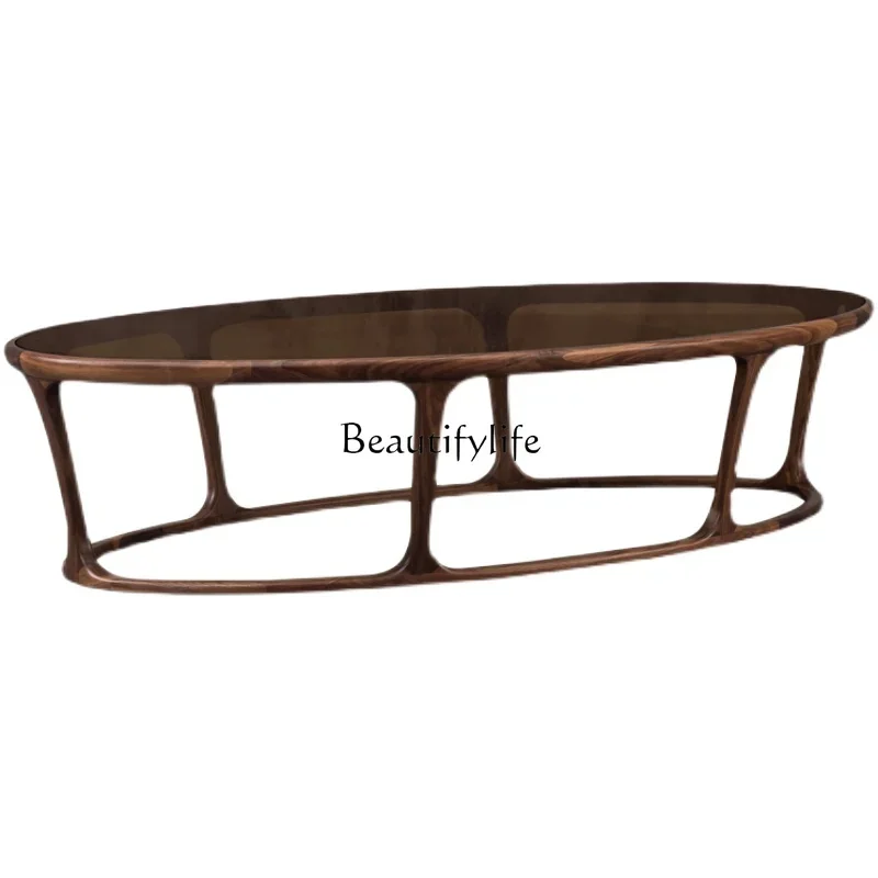 FG11North America Black Walnut Wooden Tea Table Nordic Modern Minimalist Tempered Glass Oval Coffee Table
FG11North America Black Walnut Wooden Tea Table Nordic Modern Minimalist Tempered Glass Oval Coffee Table