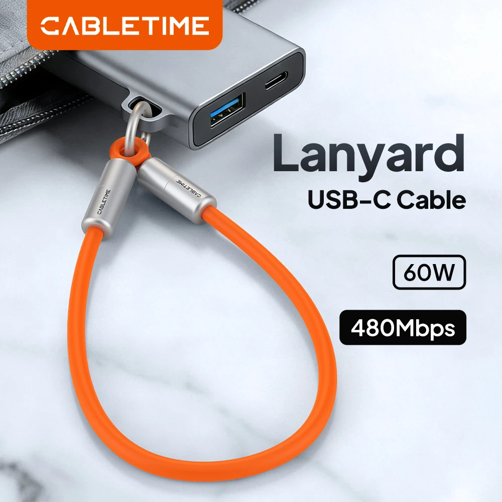 CABLETIME Fast Charging Cable PD60W USB C Cable Lanyard Speed Keychain for iphone Charging Cable 480Mbps Data for iPad Xiaomi
CABLETIME Fast Charging Cable PD60W USB C Cable Lanyard Speed Keychain for iphone Charging Cable 480Mbps Data for iPad Xiaomi