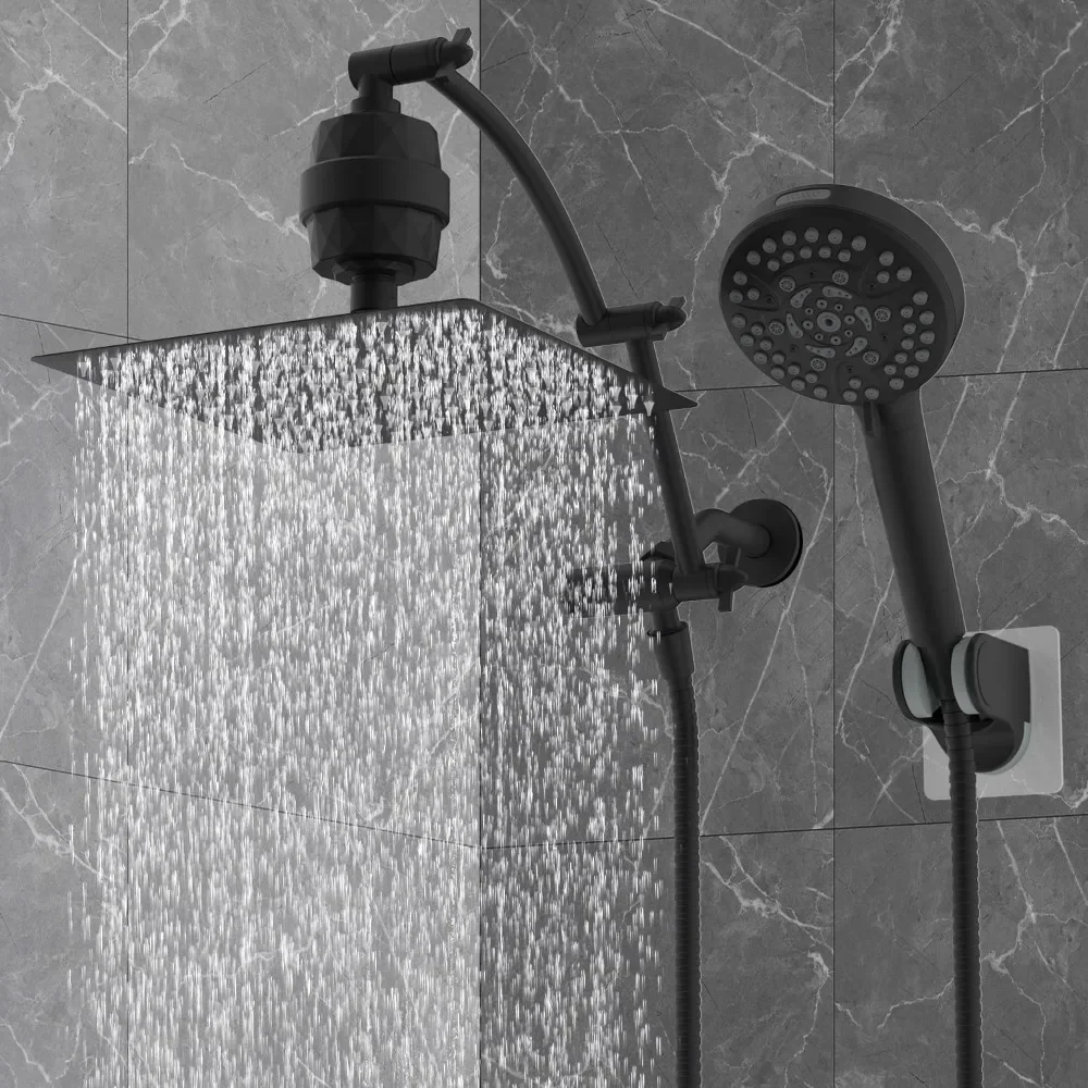 All Metal 10'' Dual Filtered Rainfall Shower Head Combo, High Pressure Handheld Shower Head with 16'' Adjustable Extension Arm
All Metal 10'' Dual Filtered Rainfall Shower Head Combo, High Pressure Handheld Shower Head with 16'' Adjustable Extension Arm
