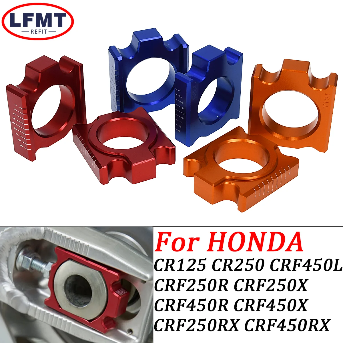 Motorcycle Rear Axle Block Chain Adjuster For Honda CRF250R 250X 250RX 450R 450X 450RX 450L CR125 250 Dirt Bike parts 2002-2022
Motorcycle Rear Axle Block Chain Adjuster For Honda CRF250R 250X 250RX 450R 450X 450RX 450L CR125 250 Dirt Bike parts 2002-2022