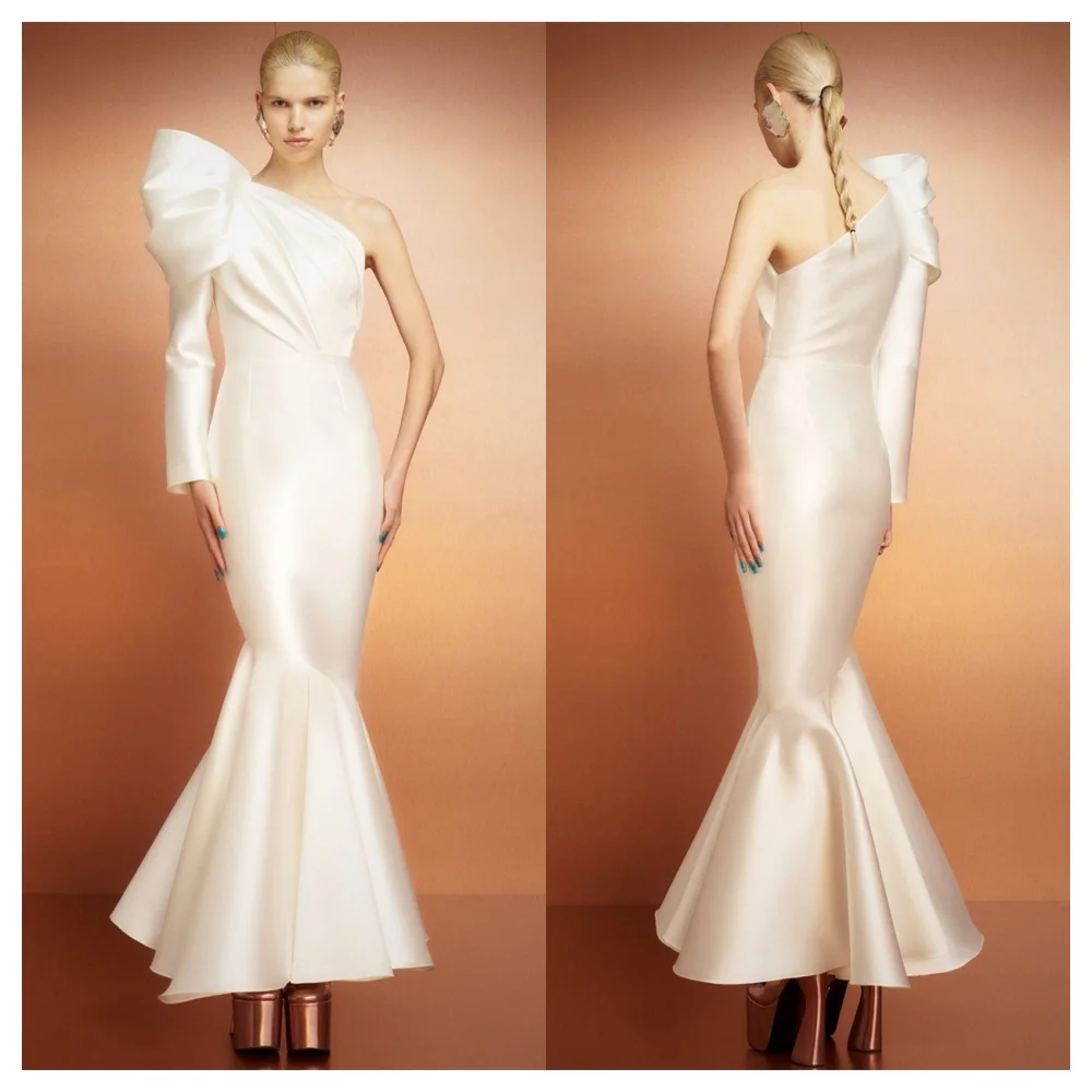 Customized Mermaid Fashion Satin Evening Dress Formal White One Shoulder Sleeveless Party Dress Temperament Celebrity Gowns
Customized Mermaid Fashion Satin Evening Dress Formal White One Shoulder Sleeveless Party Dress Temperament Celebrity Gowns
