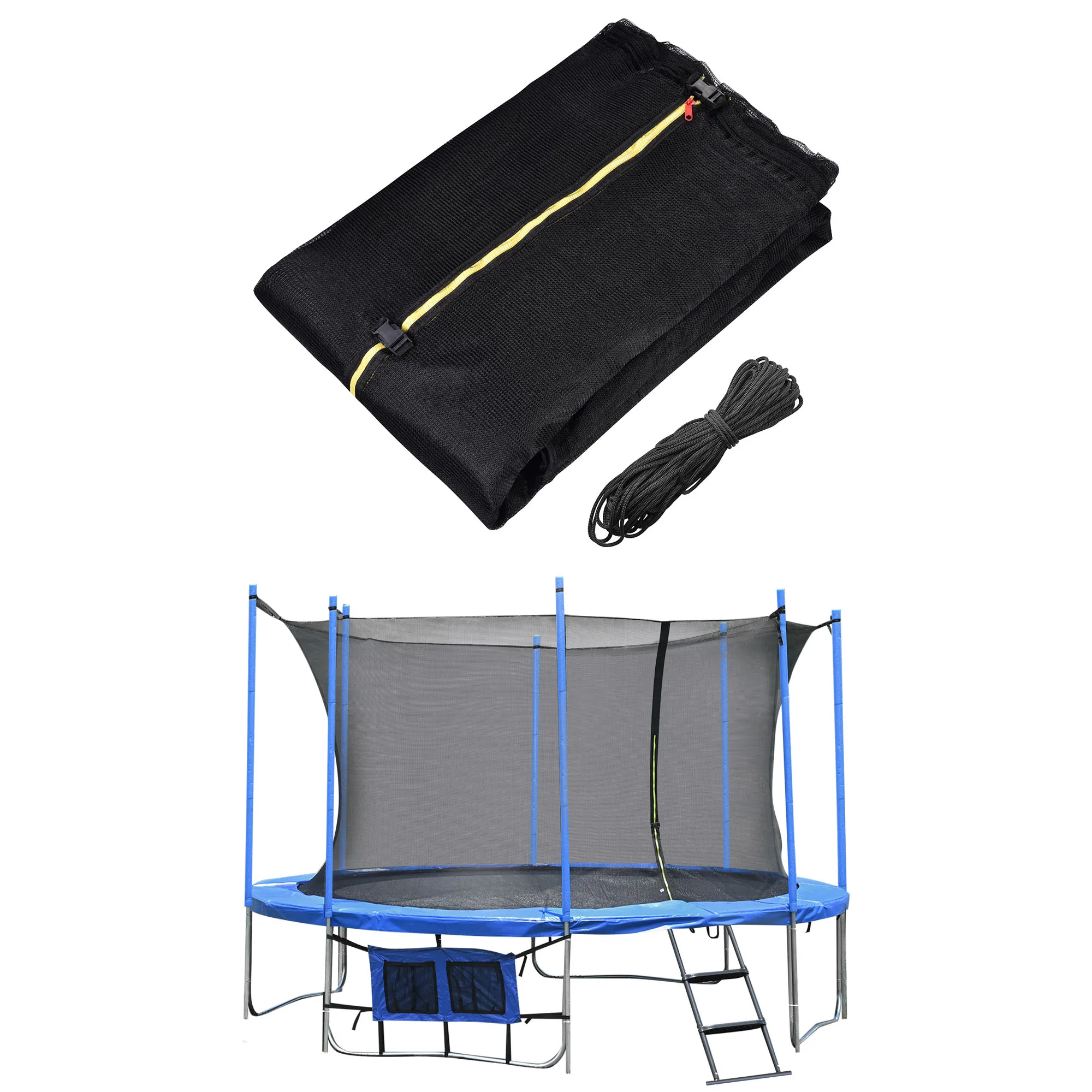 15 FT Round Trampoline Replacement Safety Enclosure Net, Fits 15ft Trampoline with 8 Straight Support Poles / 4 Support Arches, UV Resistant PE Trampoline Net with Zipper Quick Lock Buckles & Fixing Rope for Backyard Garden Playground
15 FT Round Trampoline Replacement Safety Enclosure Net, Fits 15ft Trampoline with 8 Straight Support Poles / 4 Support Arches, UV Resistant PE Trampoline Net with Zipper Quick Lock Buckles & Fixing Rope for Backyard Garden Playground