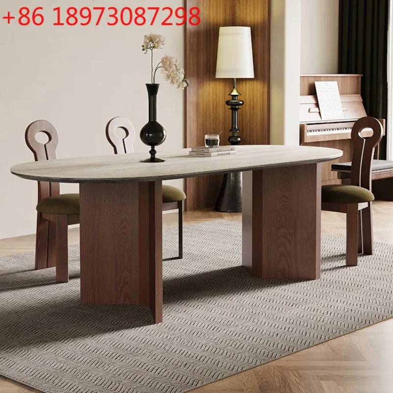 Обеденный стол и стулья из травертина в средневековом стиле, овальный ретро-стол для дома, прямоугольный стол из массива ореха
Обеденный стол и стулья из травертина в средневековом стиле, овальный ретро-стол для дома, прямоугольный стол из массива ореха
